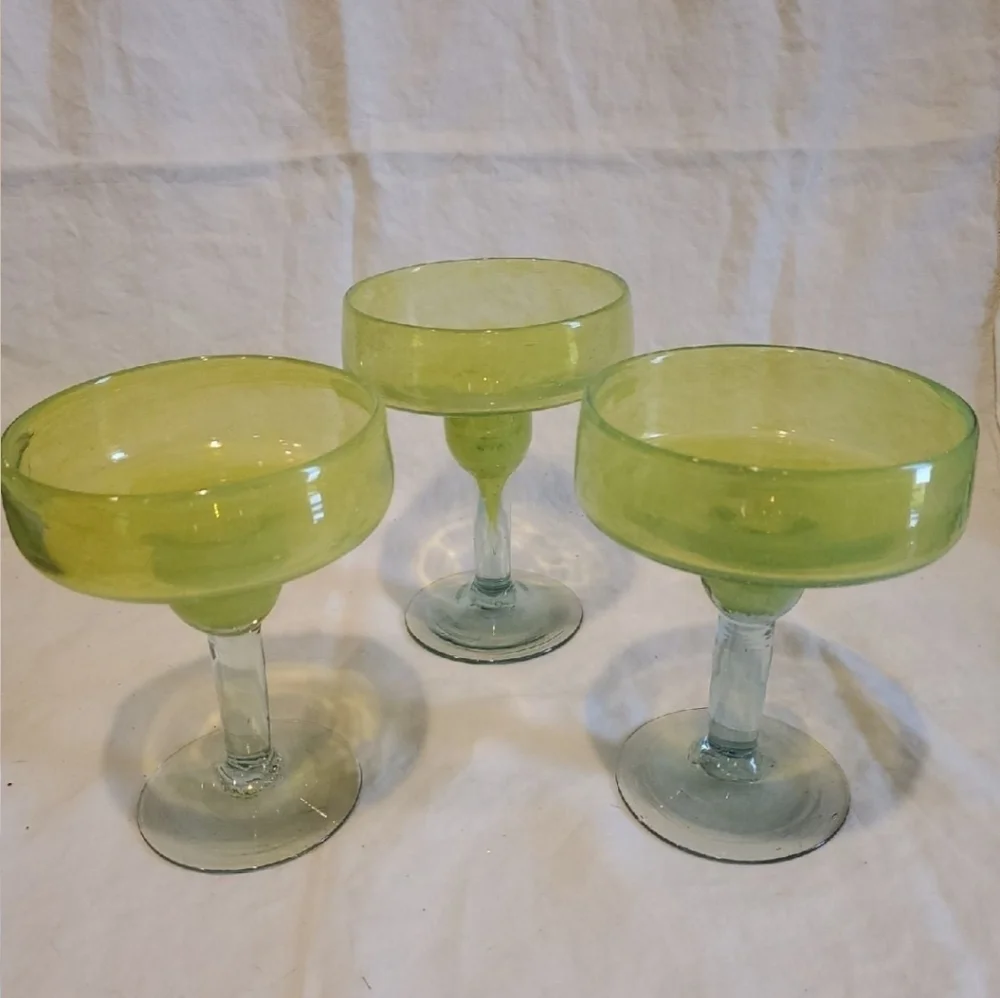 Set Of 3 Crate & Barrel Calypso Margarita Glasses